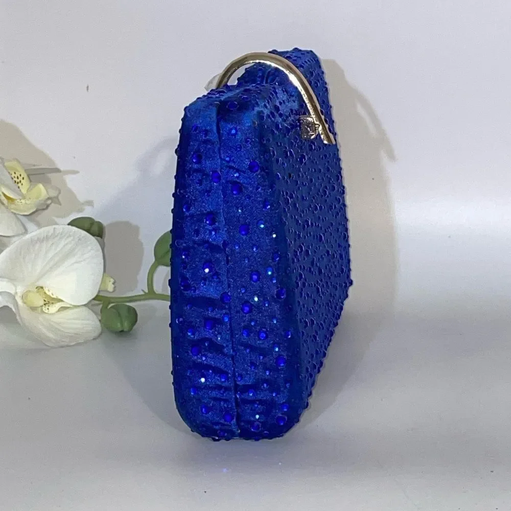 Elegant Blue Rhinestone Clutch Bag